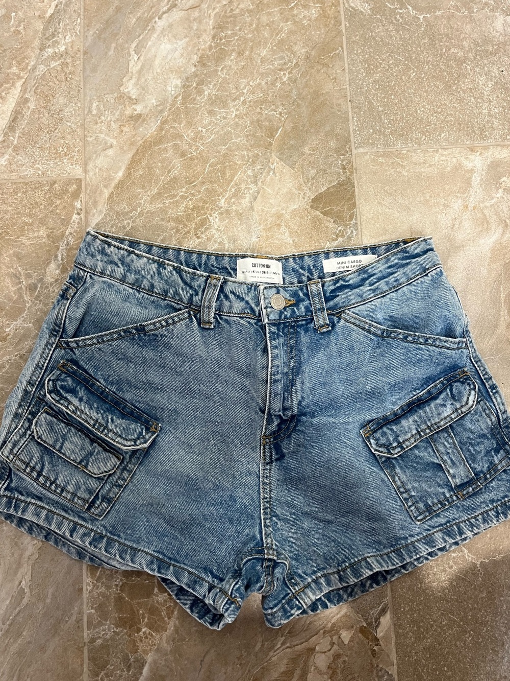 Cotton On Light Blue Denim Cargo Shorts - Women
